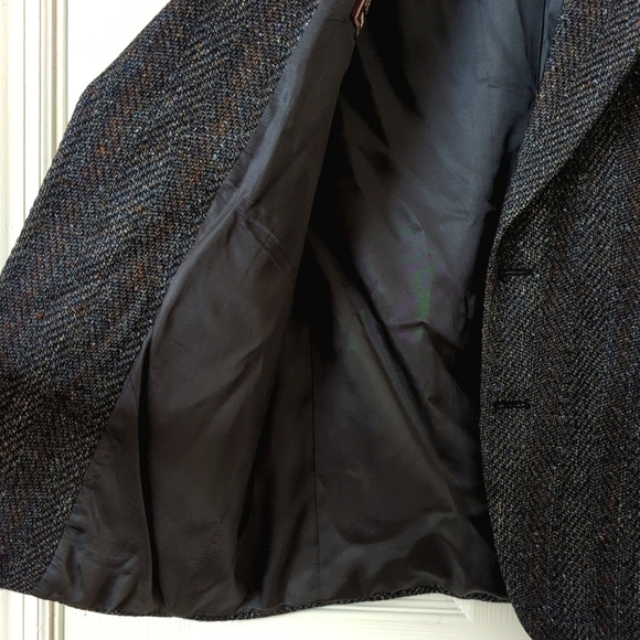 Pierre Cardin 80's Vintage Union Made Herringbone Woven Blazer Jacket Navy 42R - Picture 8 of 16